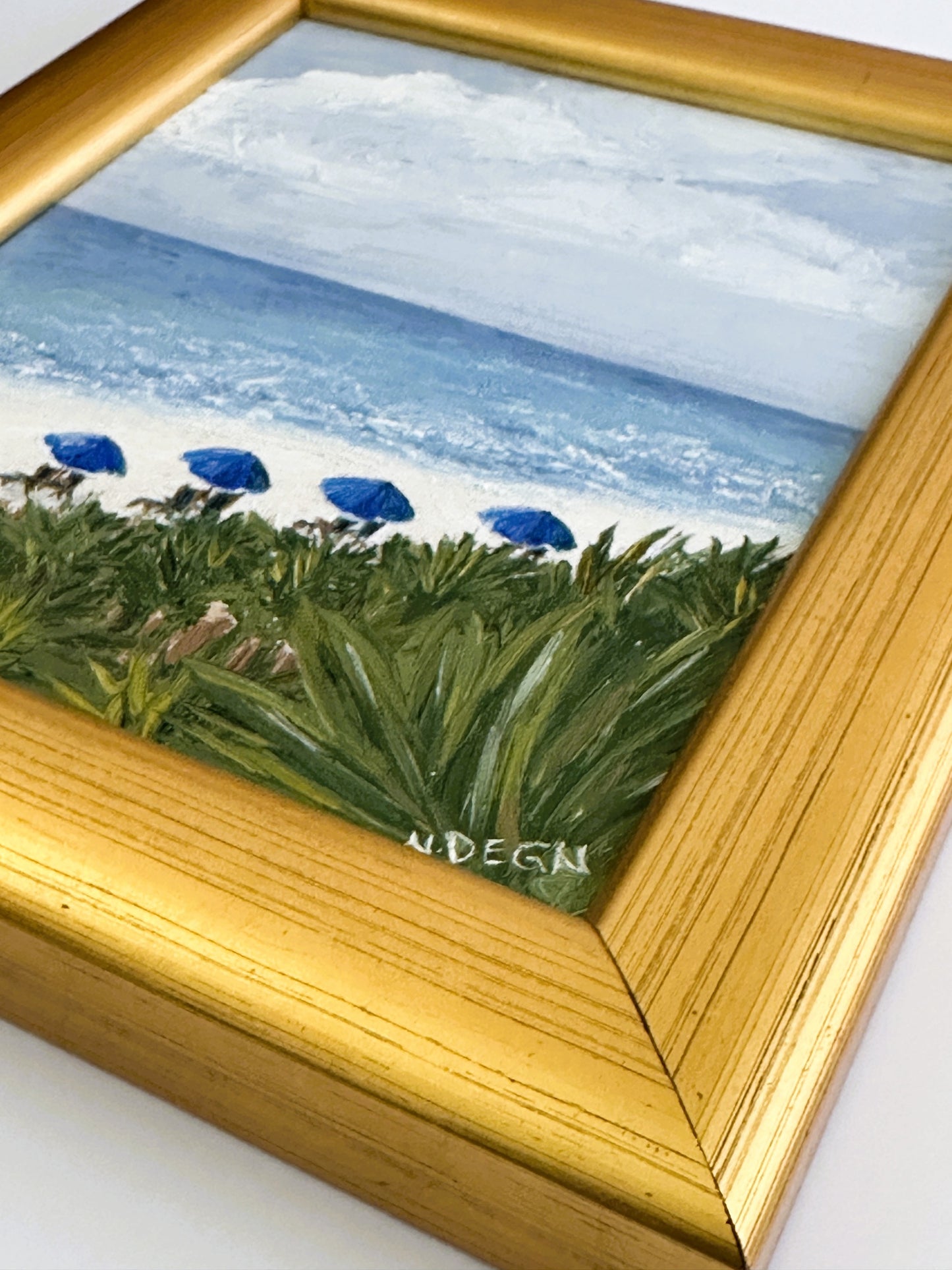Florida Seaside Beach Original Oil Painting on Canvas, Vintage Framed