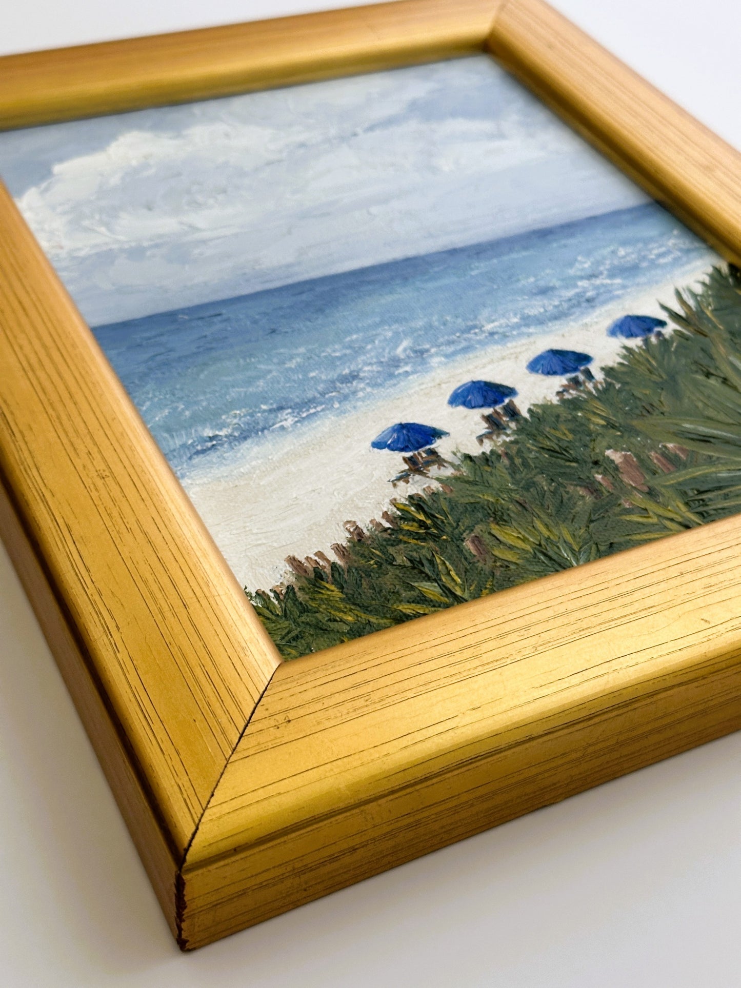 Florida Seaside Beach Original Oil Painting on Canvas, Vintage Framed