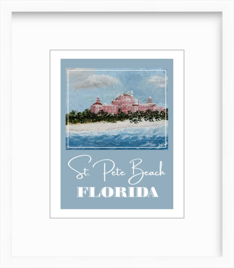 Florida St. Pete Beach Don Cesar Art Poster Style Giclee Travel Print