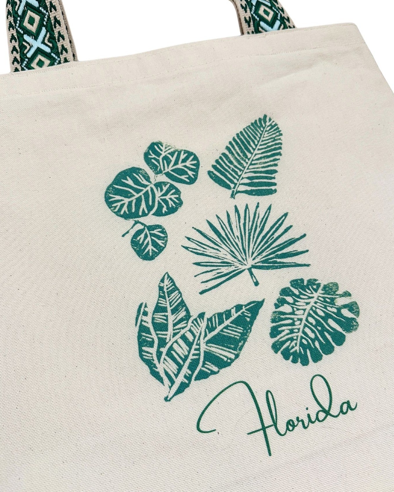 Florida Botanicals Block Print Tote Bag