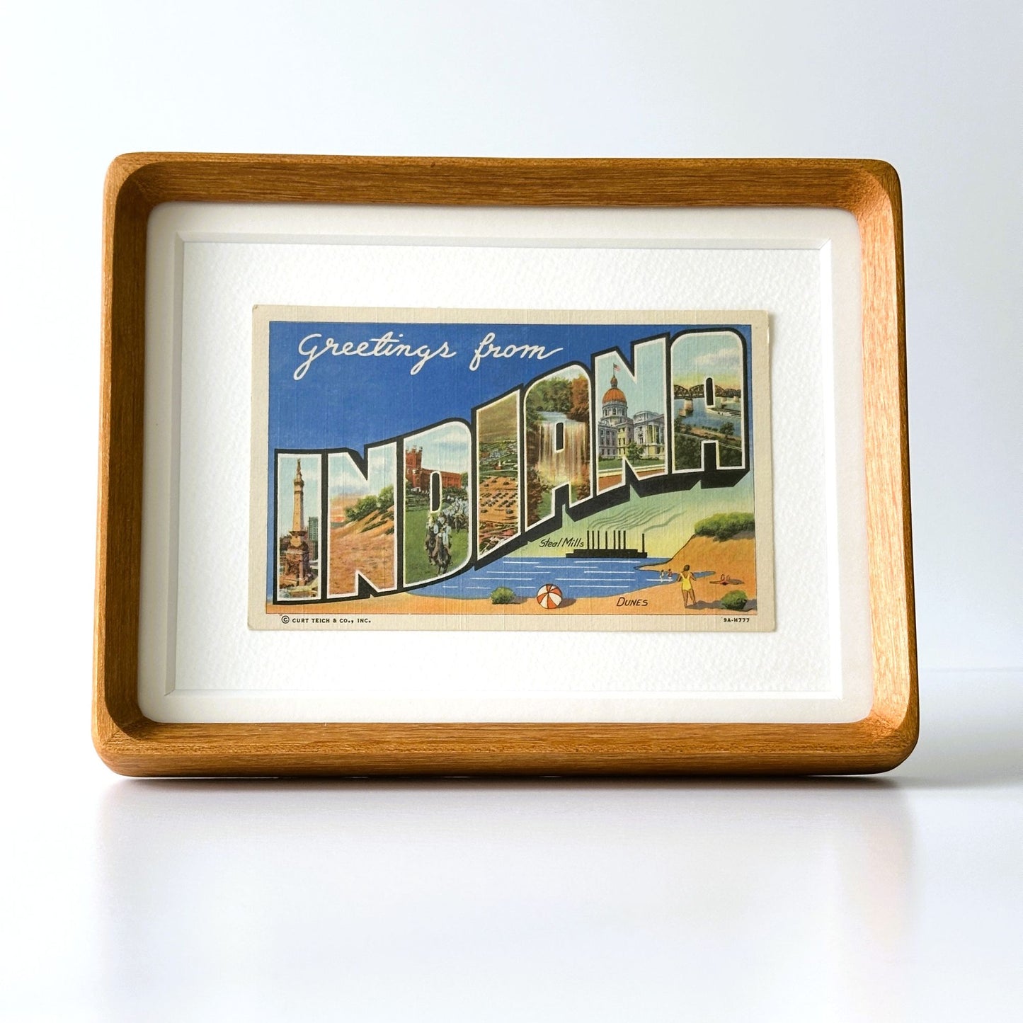 Indiana Vintage Framed Postcard, Greetings from Indiana