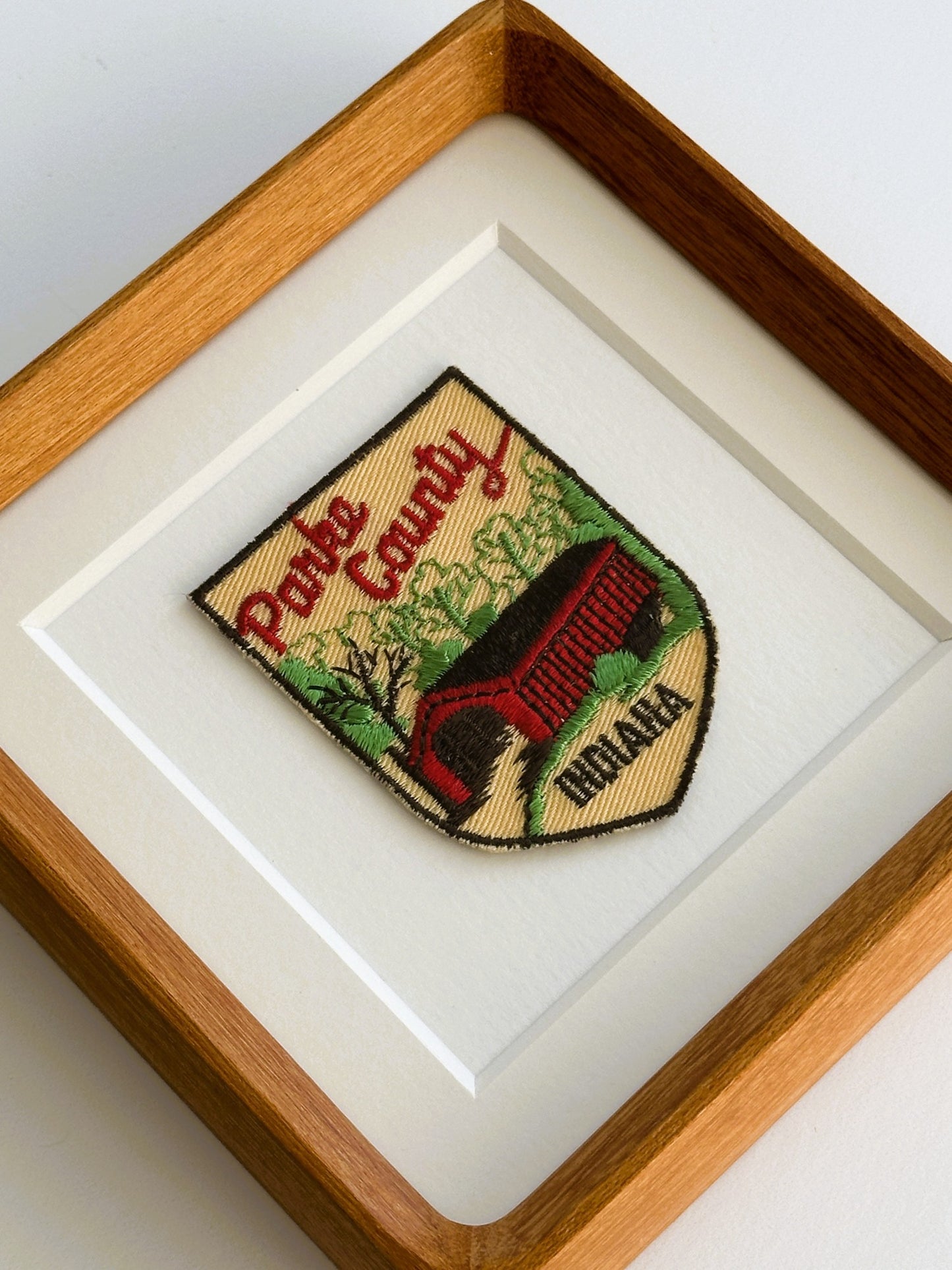 Indiana Parke County Covered Bridge Vintage Framed Travel Patch