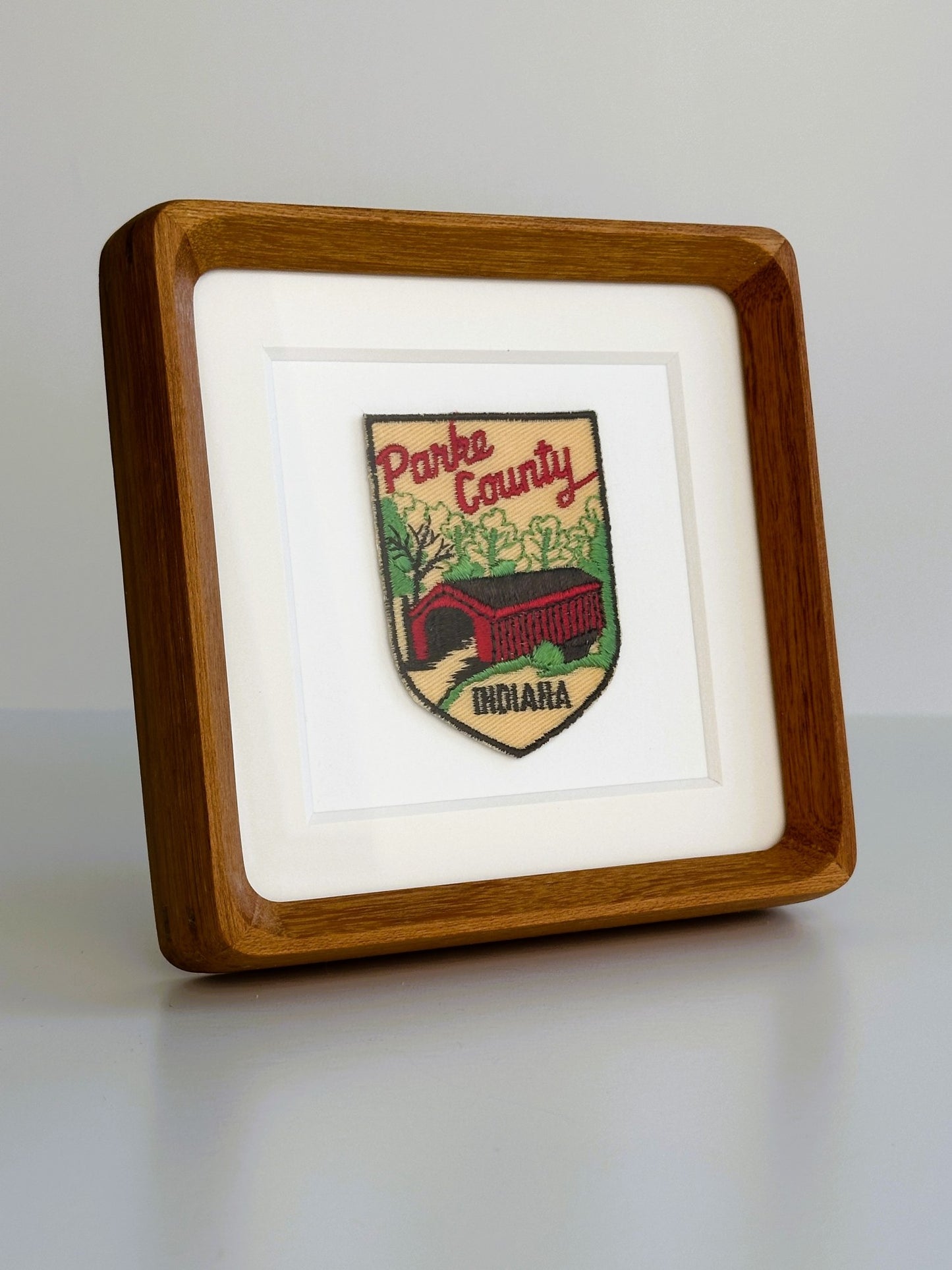 Indiana Parke County Covered Bridge Vintage Framed Travel Patch