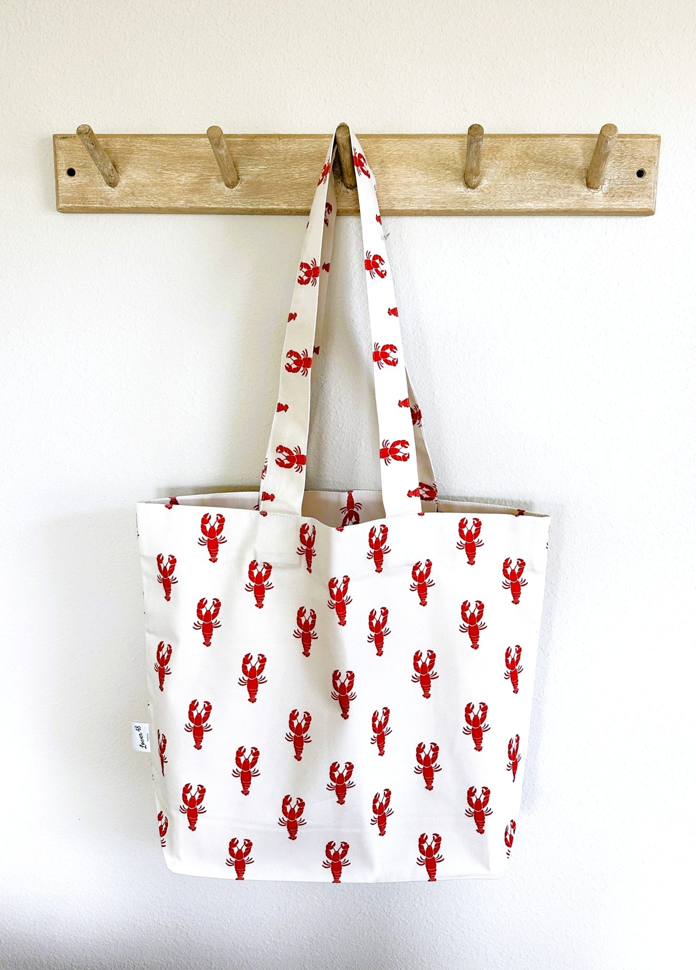 Lobster Block Print Large Tote Bag