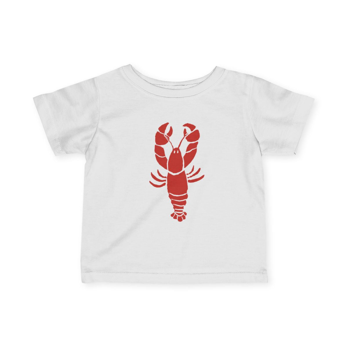 Lobster Infant and Toddler Unisex T-Shirt, White with Red Lobster