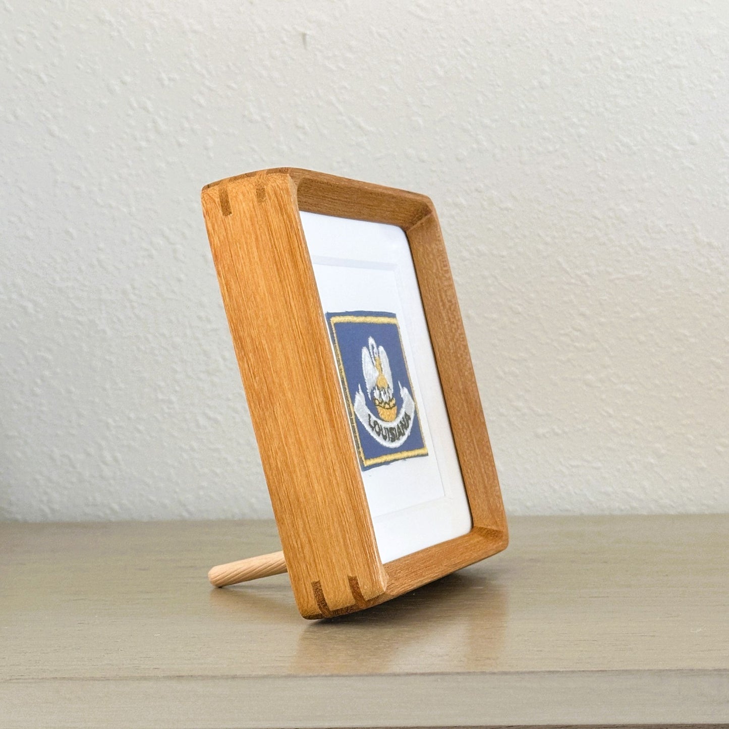 Louisiana State Flag Vintage Wood Framed Travel Patch