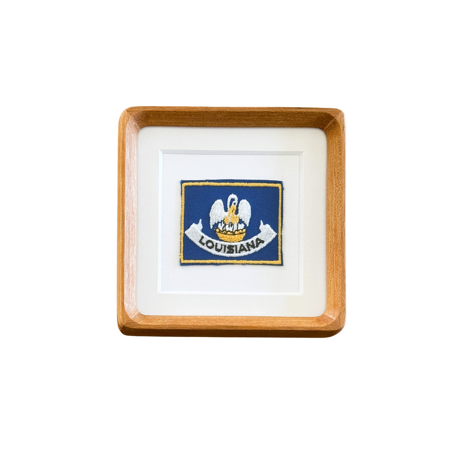Louisiana State Flag Vintage Wood Framed Travel Patch