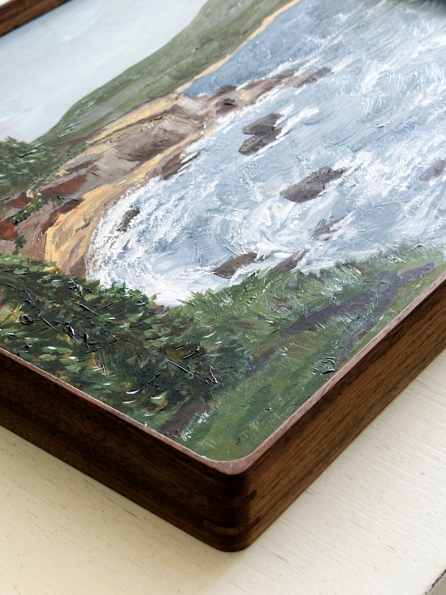 Maine Acadia National Park Coastal Original Painting on Panel Solid Wood Framed 11x14 inches