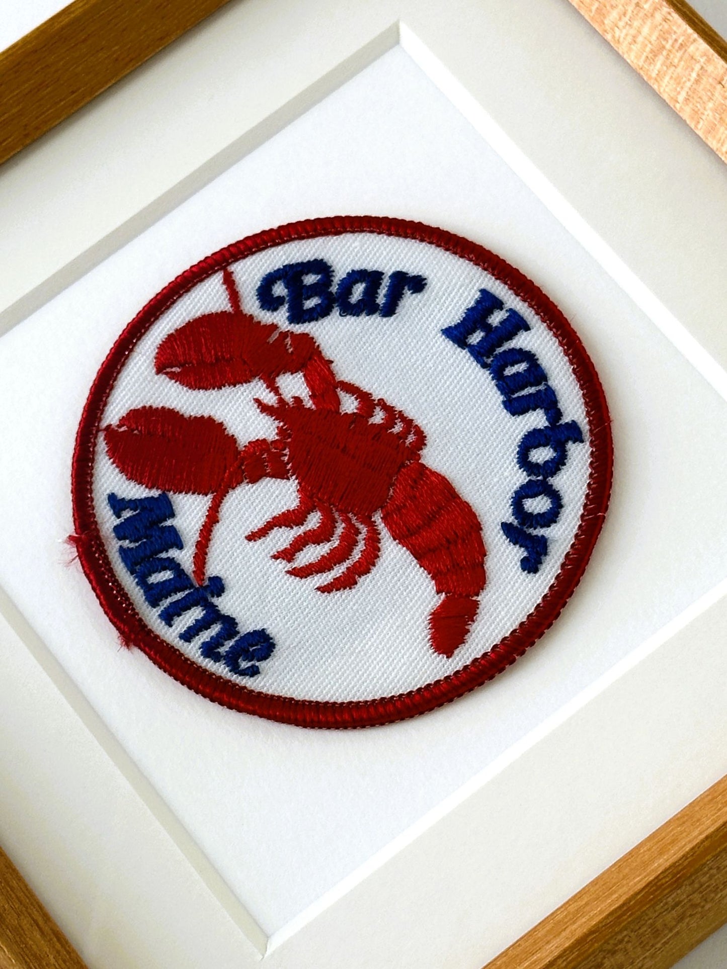 Maine Bar Harbor Lobster Vintage Patch Wood Framed