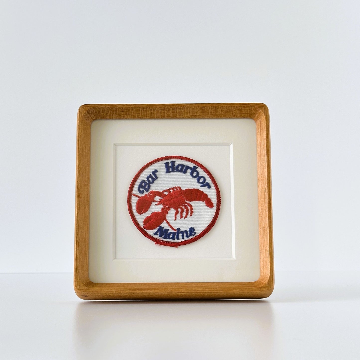 Maine Bar Harbor Lobster Vintage Patch Wood Framed