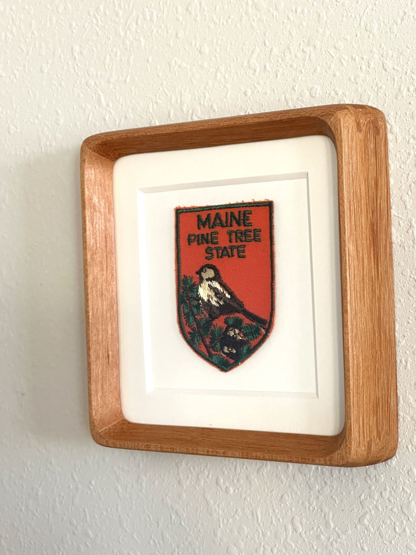 Maine Pine Tree State Framed Vintage Travel Patch