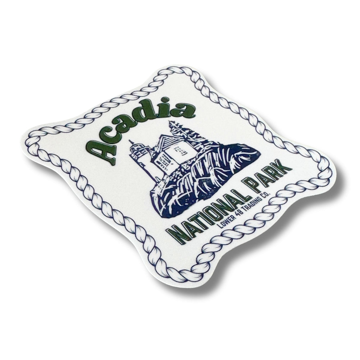 Maine Acadia National Park Bass Harbor Lighthouse Block Print Weatherproof Sticker Lower 48 Trading Co.