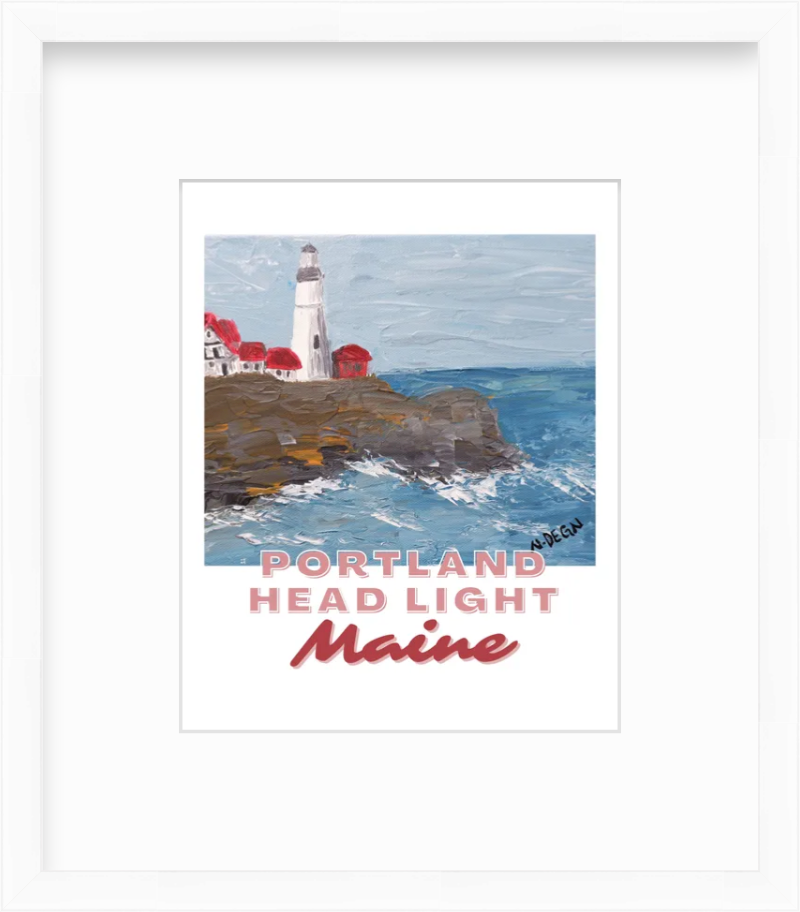 Maine Portland Head Light Coastal Painting Giclee Art Print
