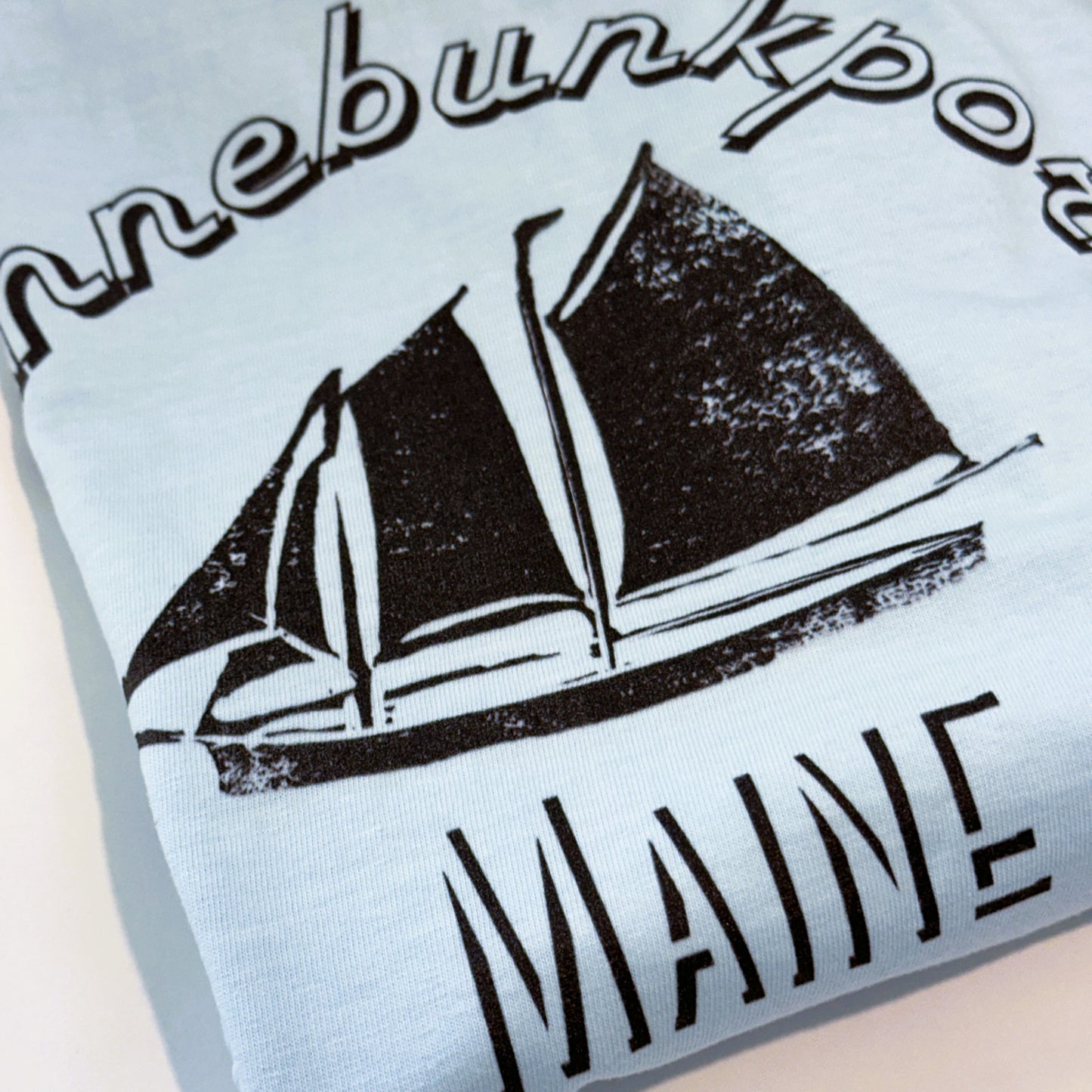 Maine Kennebunkport Sailboat Adult Unisex T-Shirt Light Blue