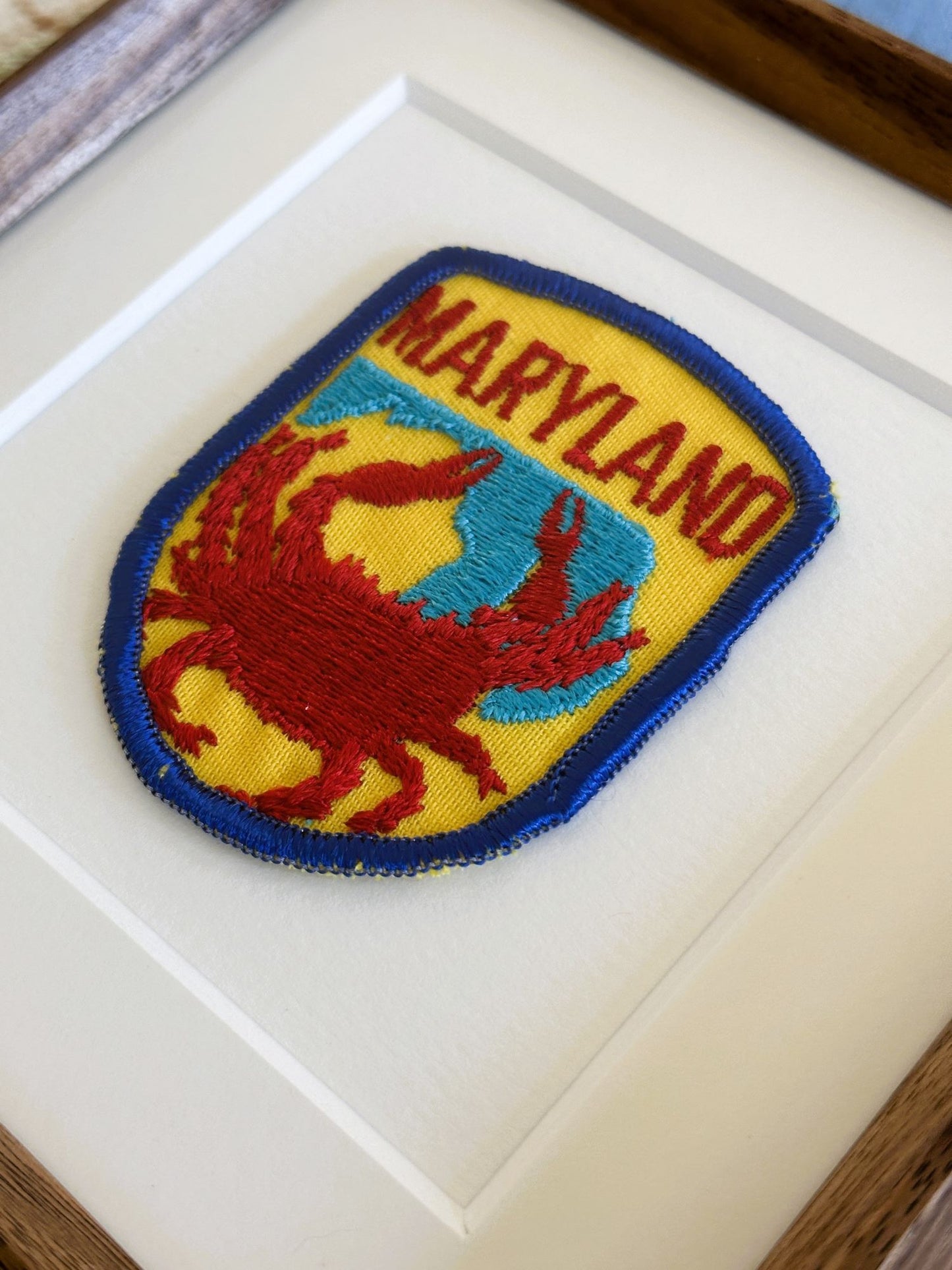 Maryland Crab Large Framed Vintage Travel Patch