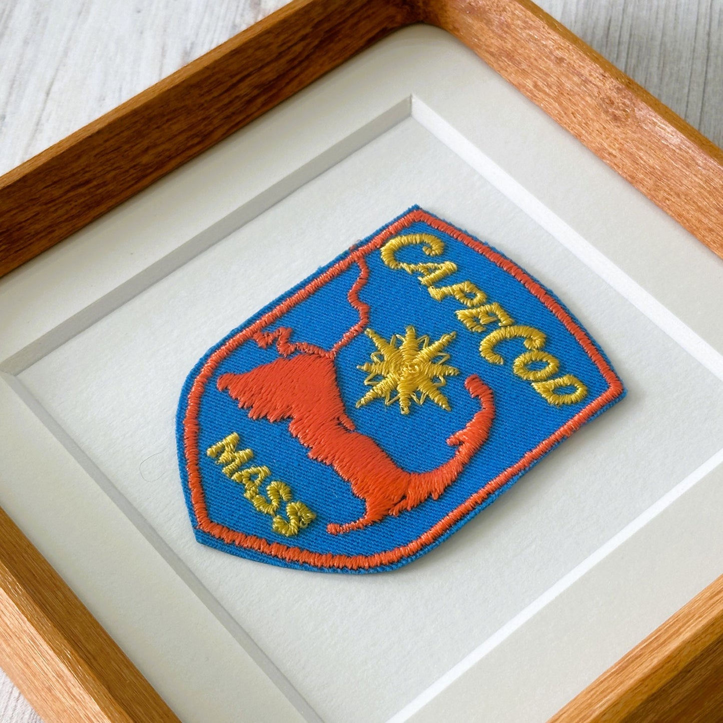Massachusetts Cape Cod Map Outline Framed Vintage Travel Patch