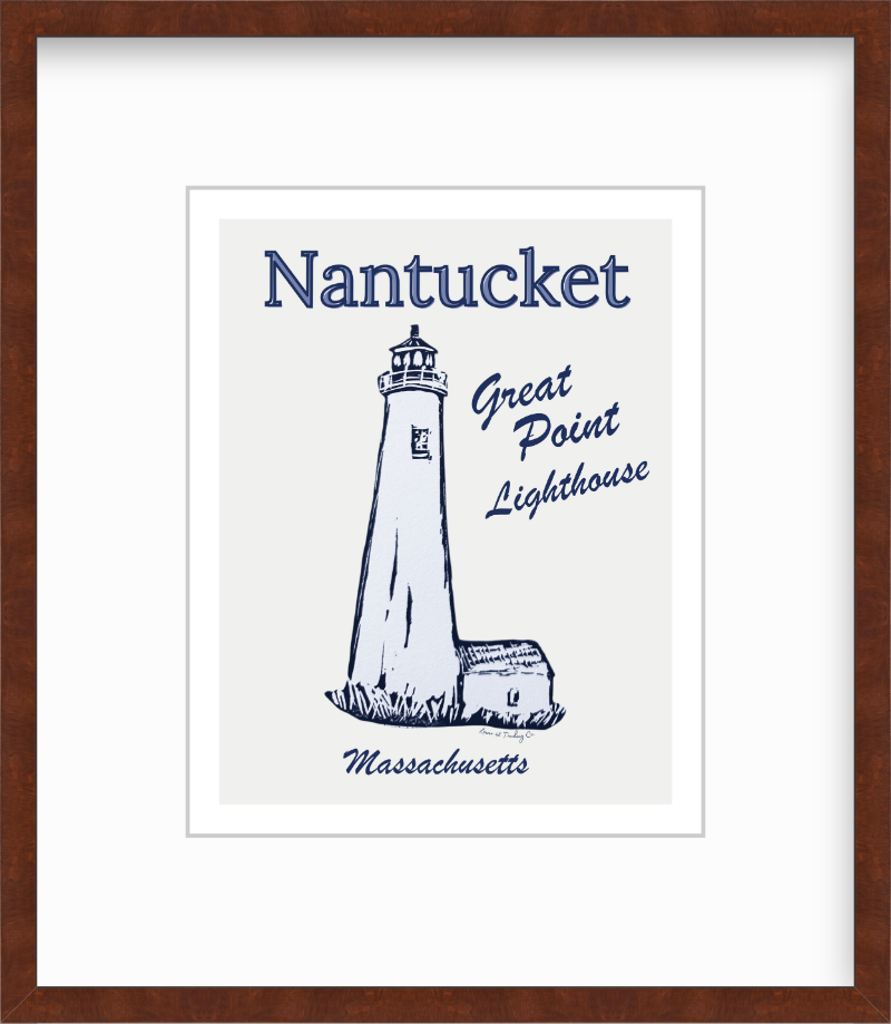 Massachusetts Great Point Light Nantucket Block Print Block Print by Nikki Degn Giclee Art Print (Copy)