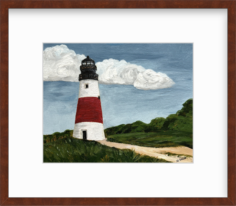 Massachusetts Nantucket Sankaty Head Lighthouse Painting by Nikki Degn Giclee Art Print
