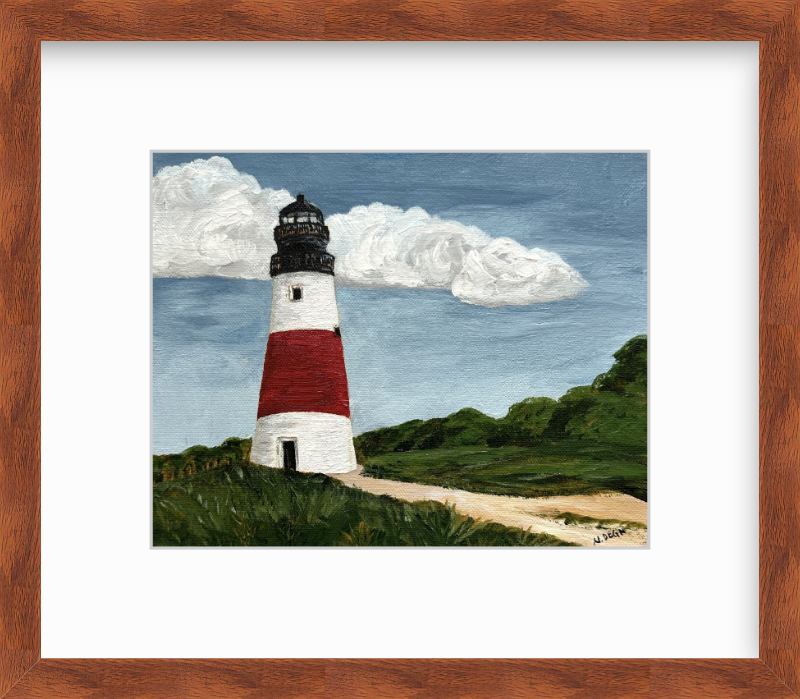 Massachusetts Nantucket Sankaty Head Lighthouse Painting by Nikki Degn Giclee Art Print