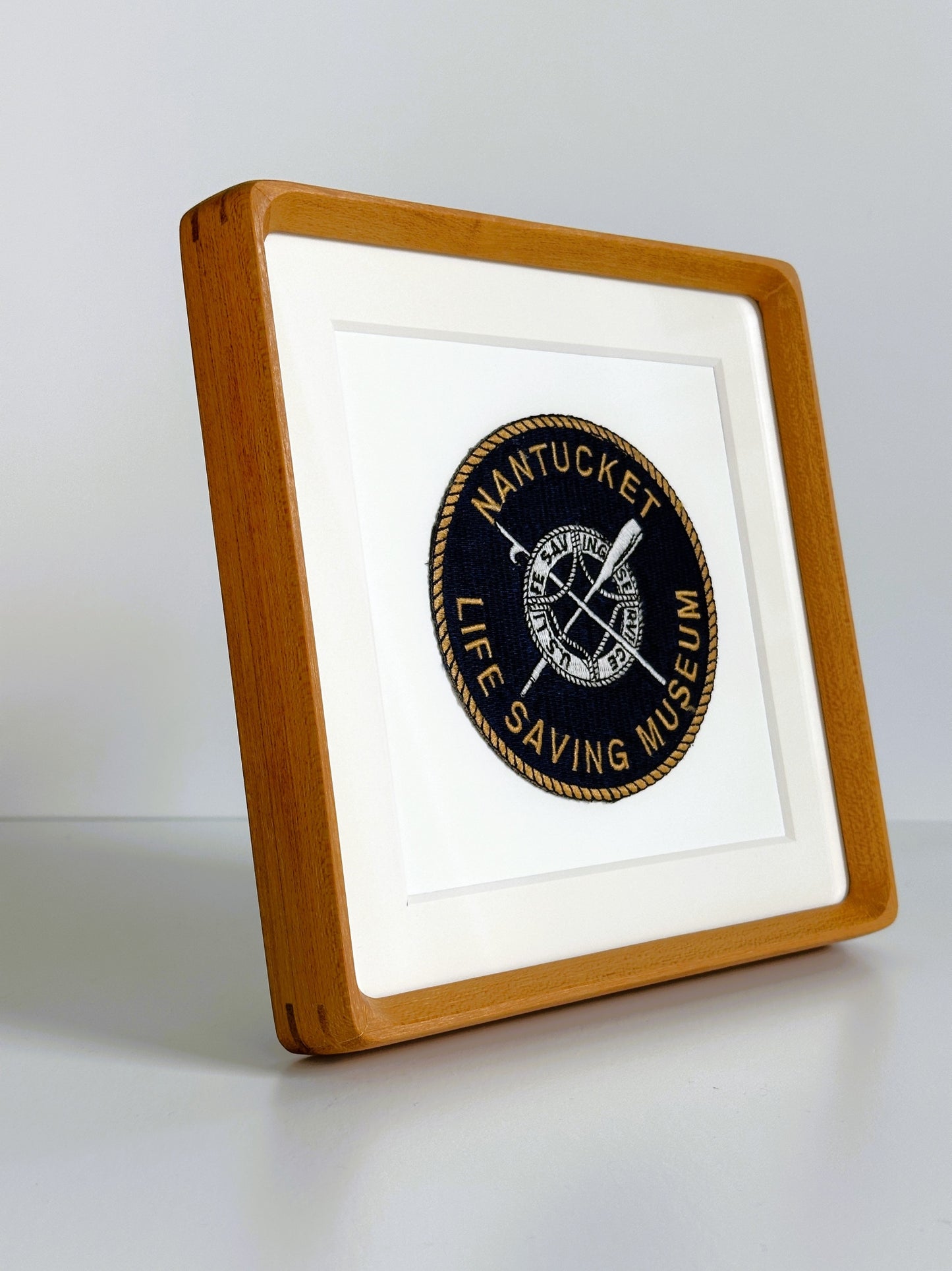 Massachusetts Nantucket Island Life Saving Museum Large Framed Vintage Travel Patch
