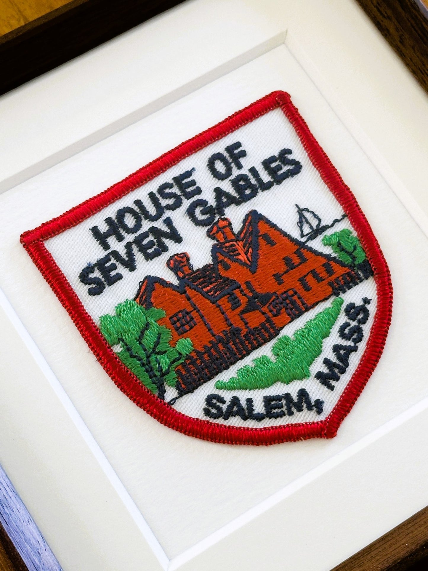 Massachusetts Salem House of Seven Gables Framed Vintage Travel Patch