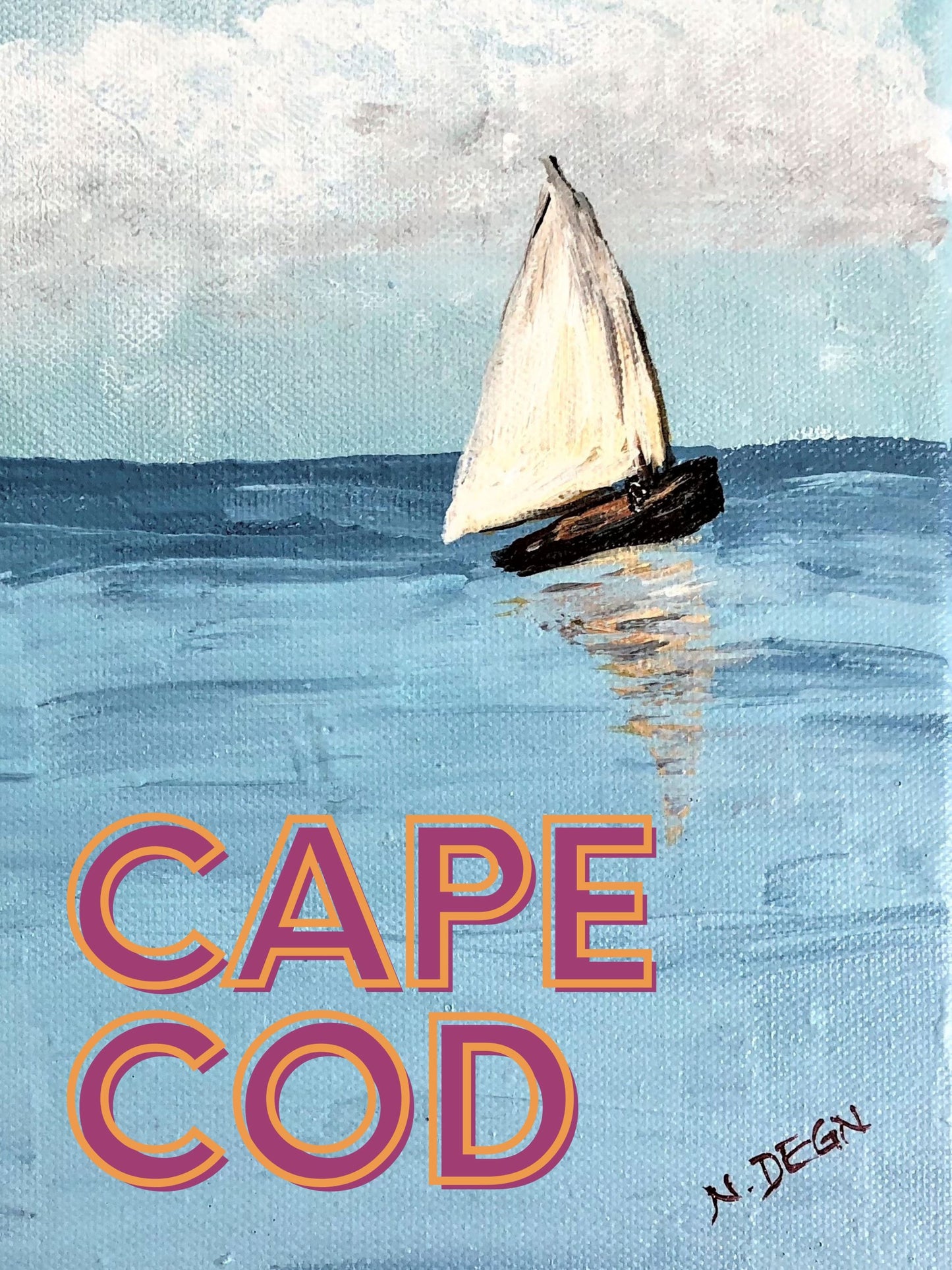 Massachusetts Cape Cod Sailboat Painting Giclee Art Print