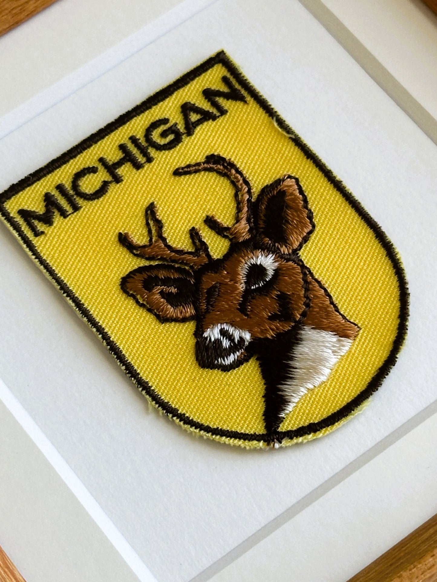 Michigan Deer Vintage Framed Travel Patch