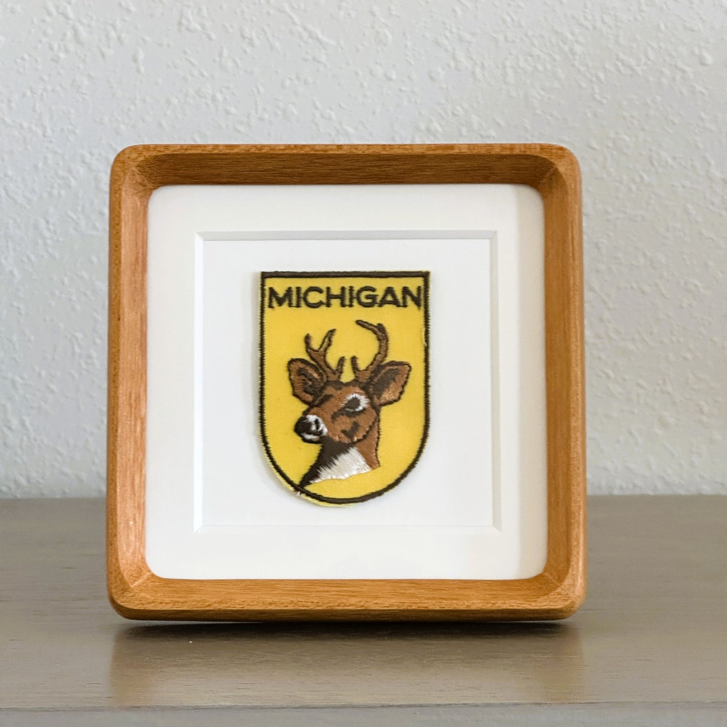Michigan Deer Vintage Framed Travel Patch