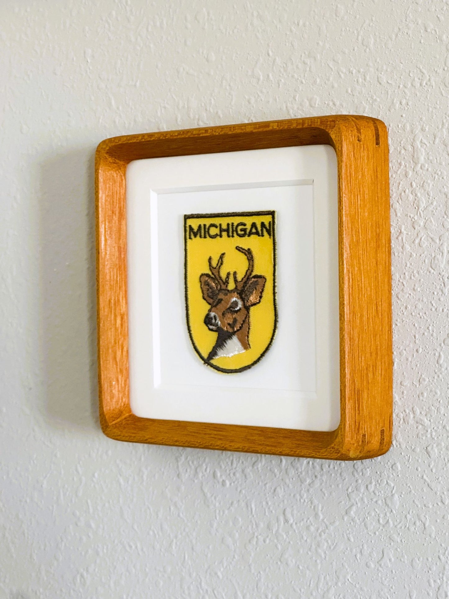 Michigan Deer Vintage Framed Travel Patch