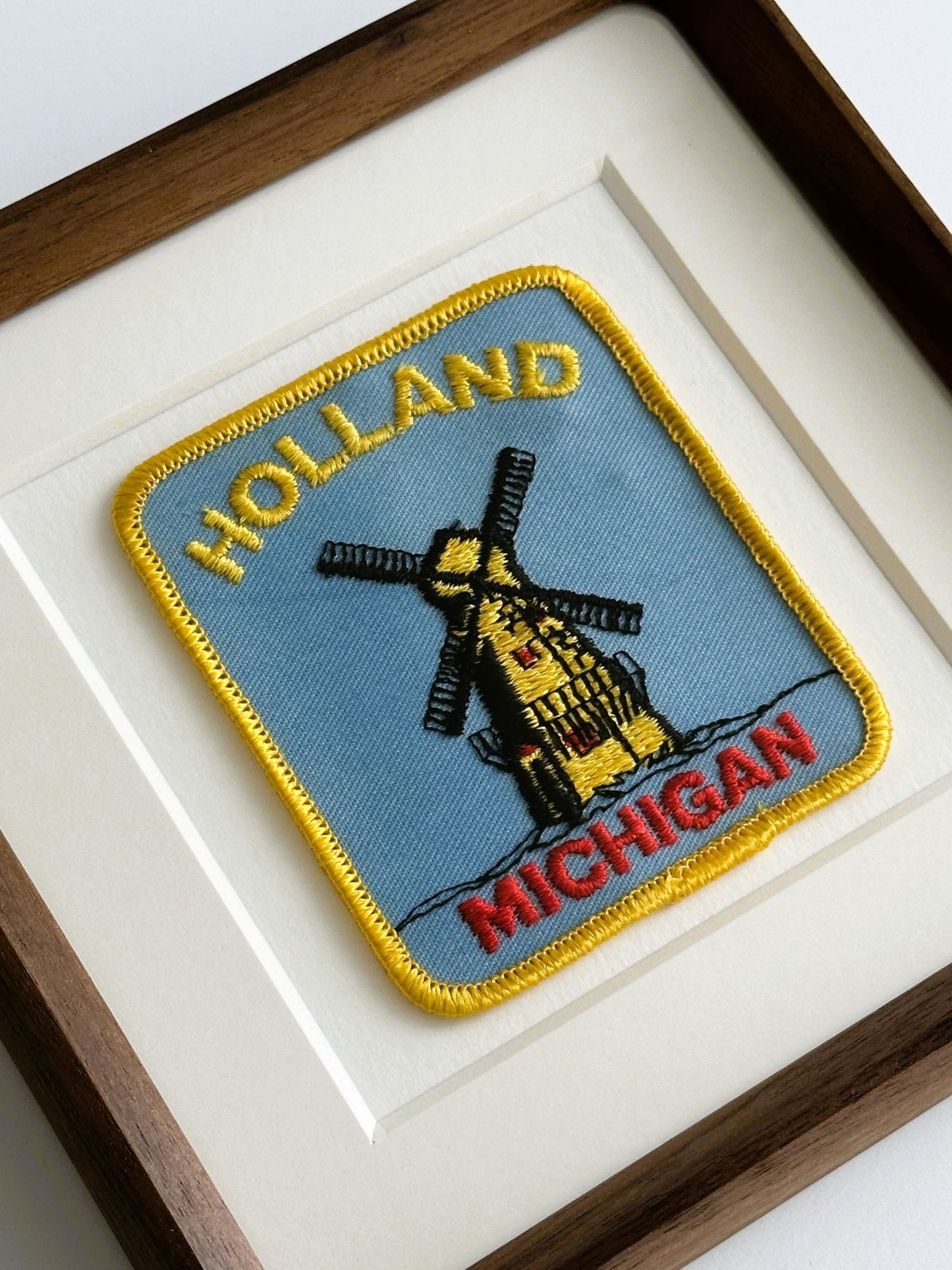 Michigan Holland Windmill Large Vintage Framed Travel Patch