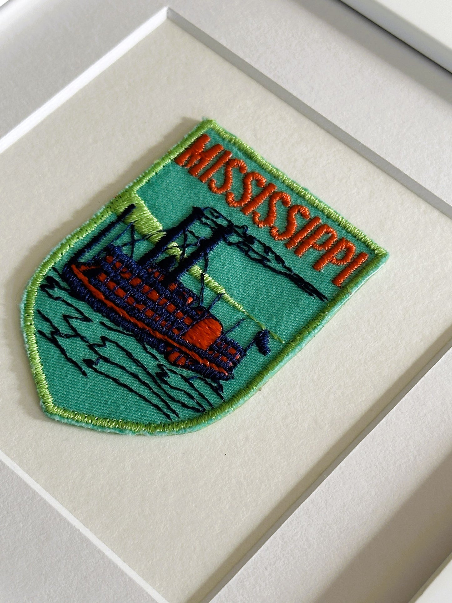 Mississippi Steamboat Framed Vintage Travel Patch
