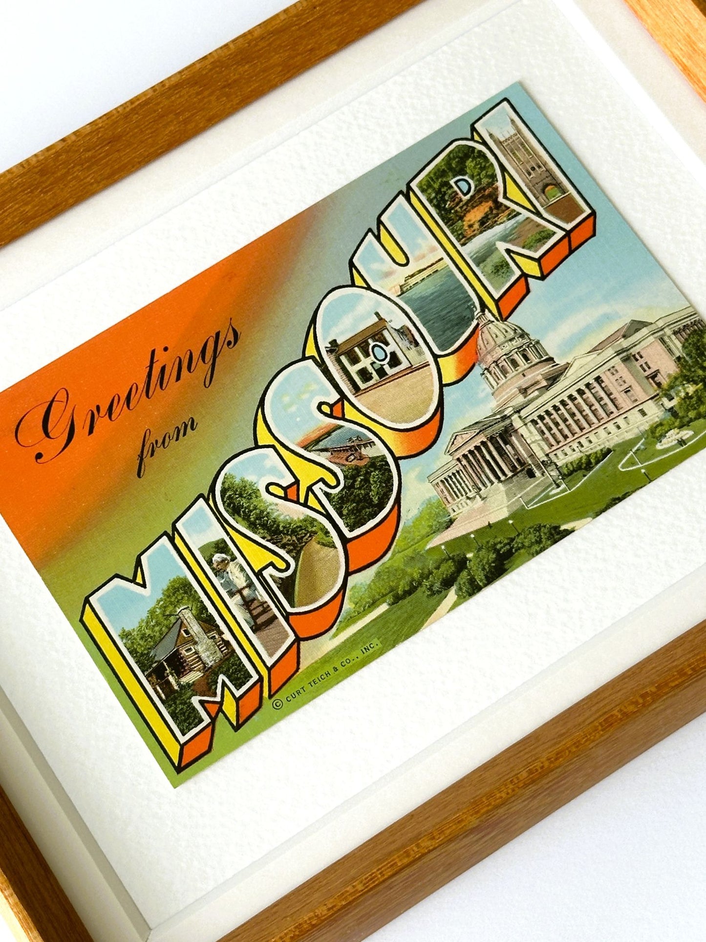 Missouri Vintage Framed Postcard, Greetings from Missouri