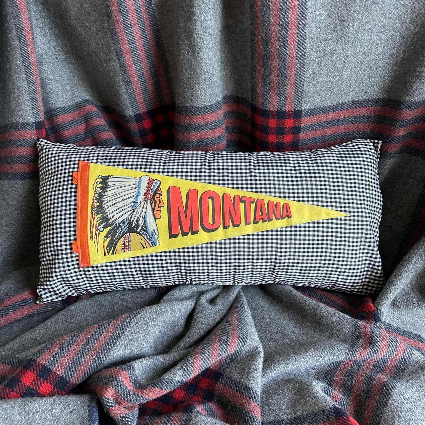 Montana Vintage Pennant on New Woven Large Throw Pillow
