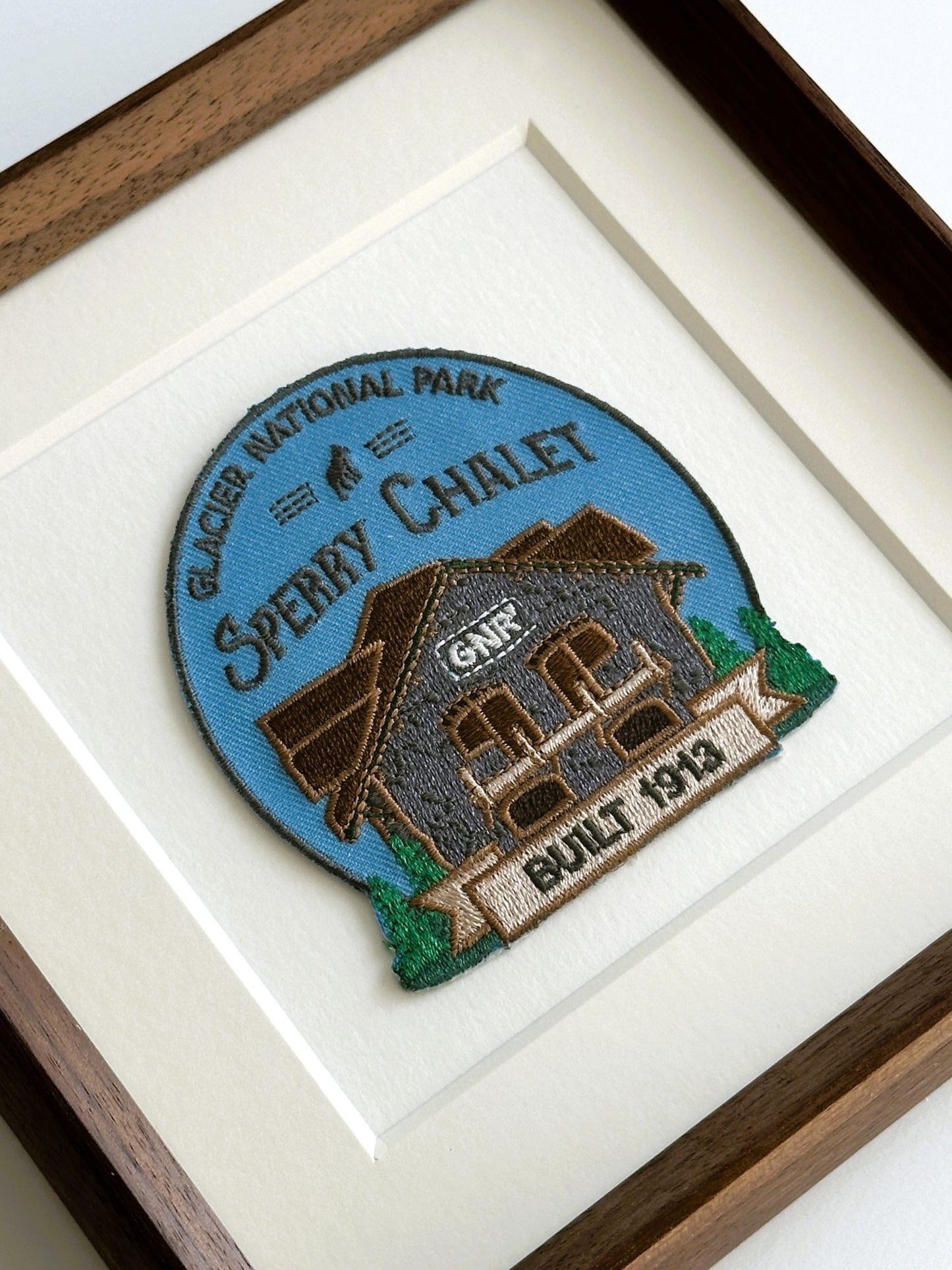 Montana Glacier National Park Sperry Chalet Vintage Framed Travel Patch