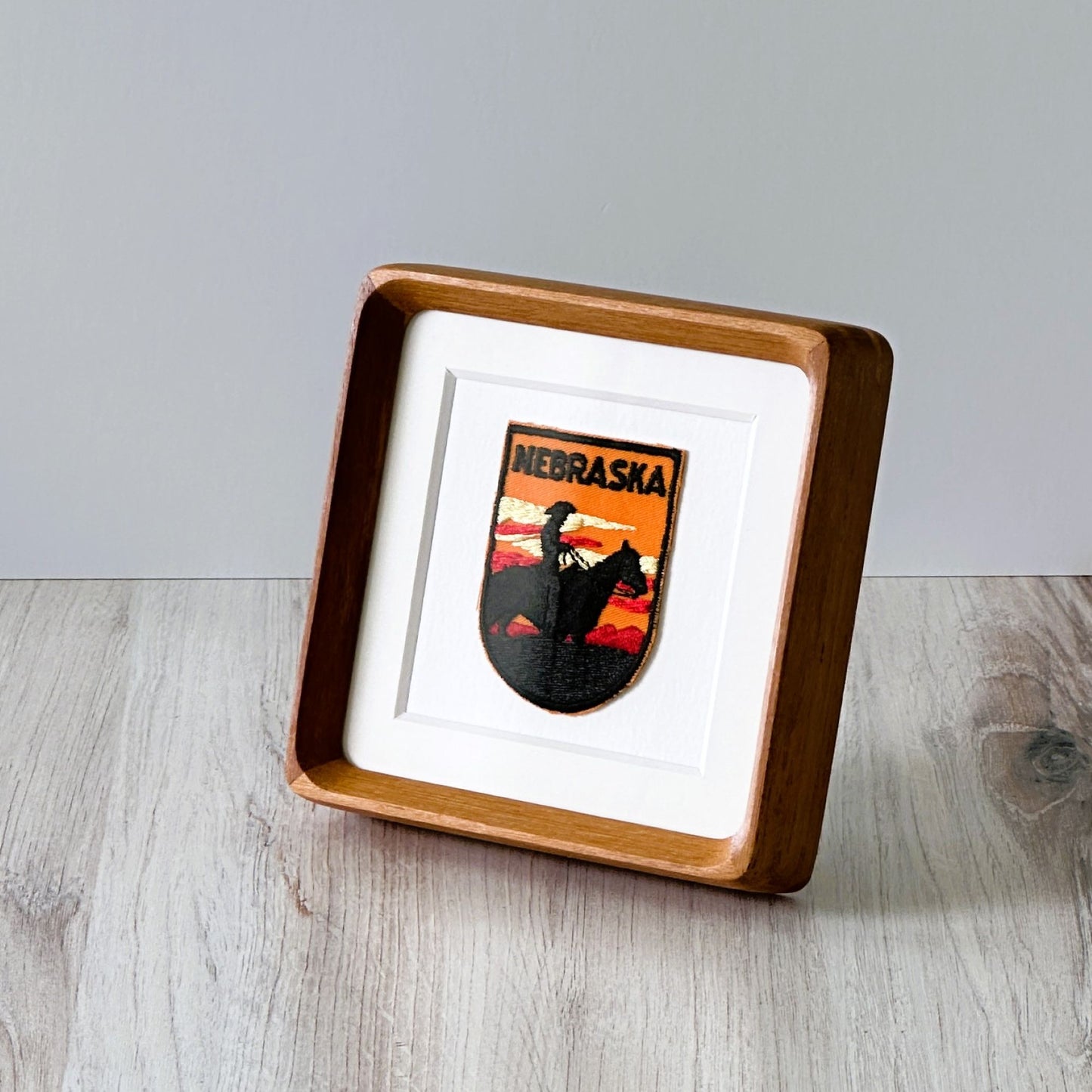 Nebraska Cowboy Vintage Framed Travel Patch