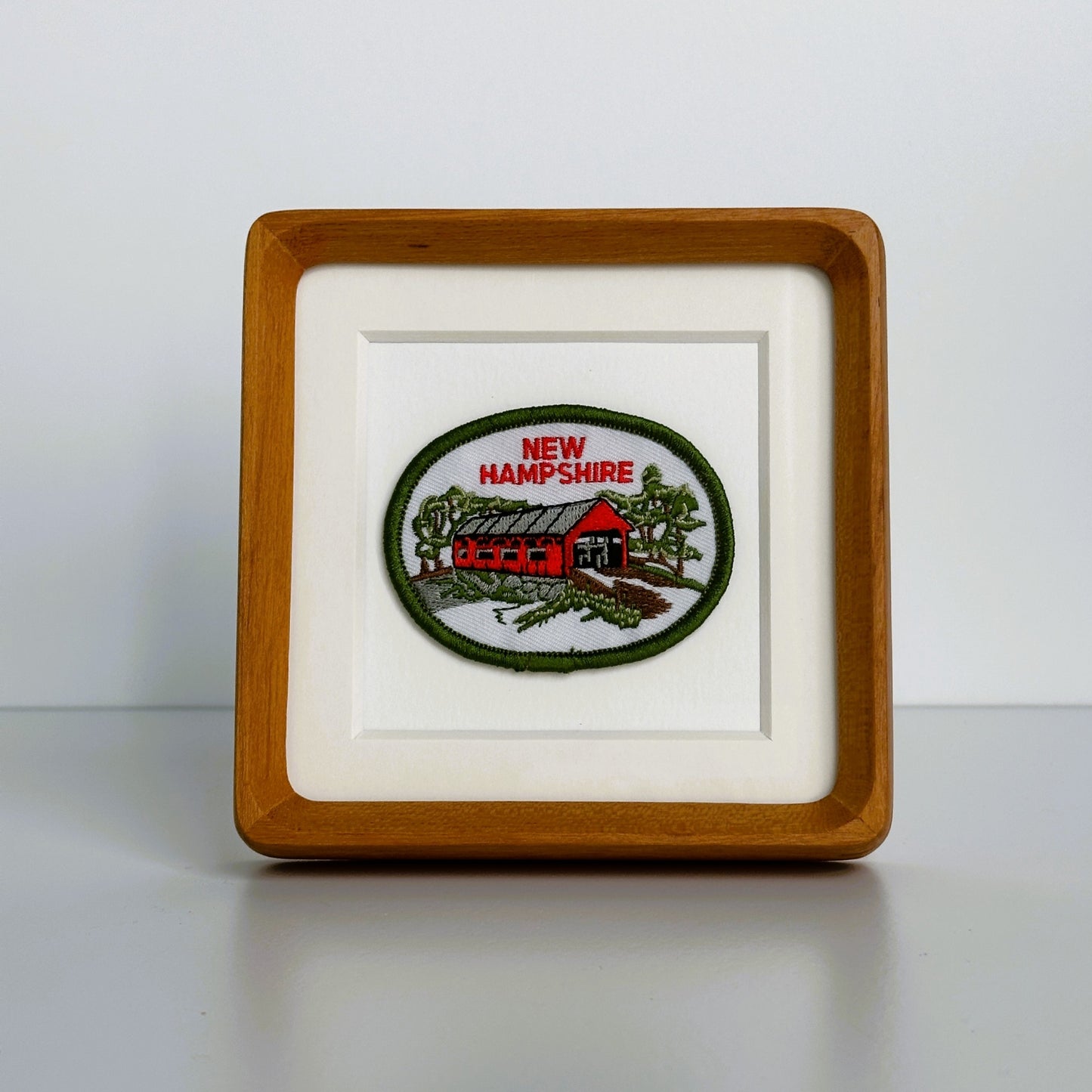 New Hampshire Covered Bridge Vintage Framed Travel Patch