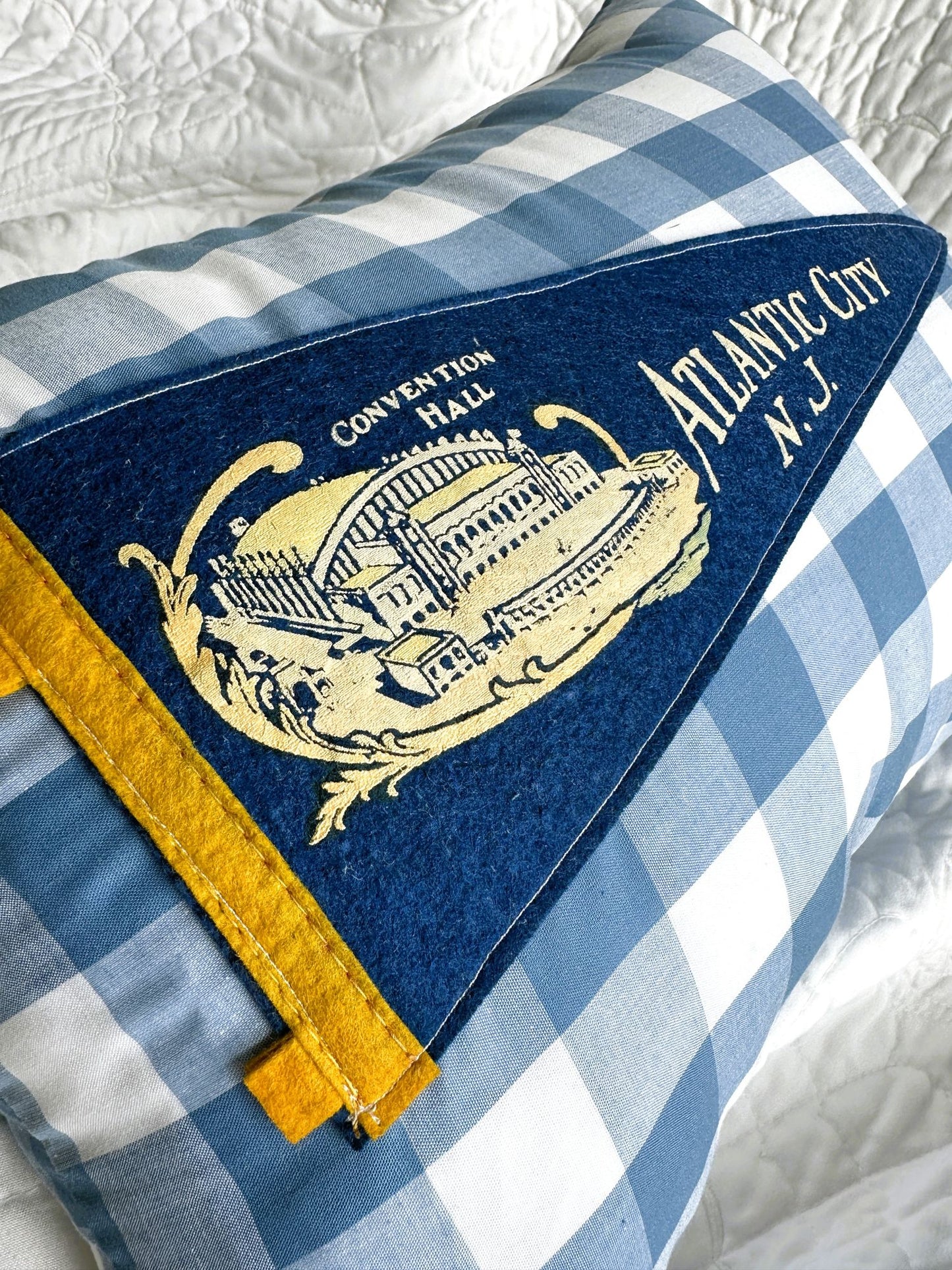 New Jersey Atlantic City Vintage Pennant on New Woven Throw Pillow
