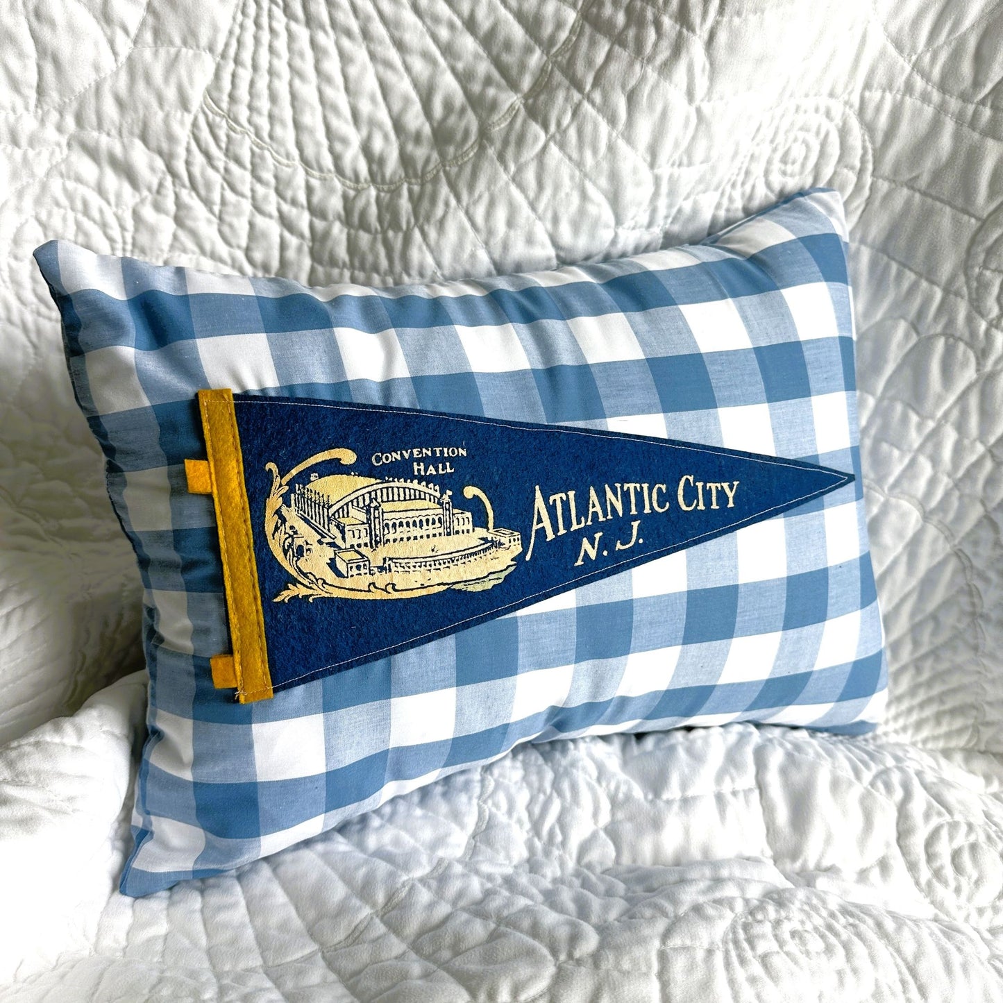 New Jersey Atlantic City Vintage Pennant on New Woven Throw Pillow