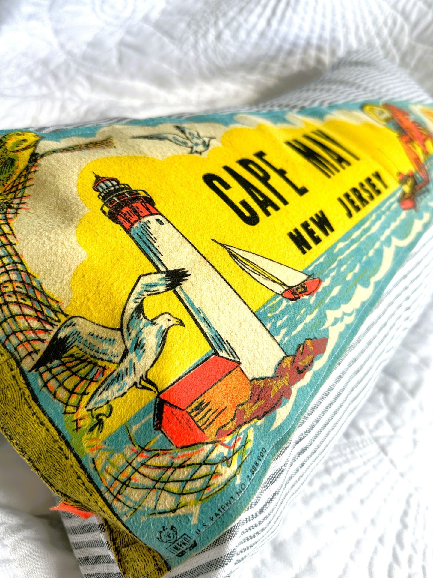 New Jersey Cape May Large Vintage Pennant on New Woven Throw Pillow