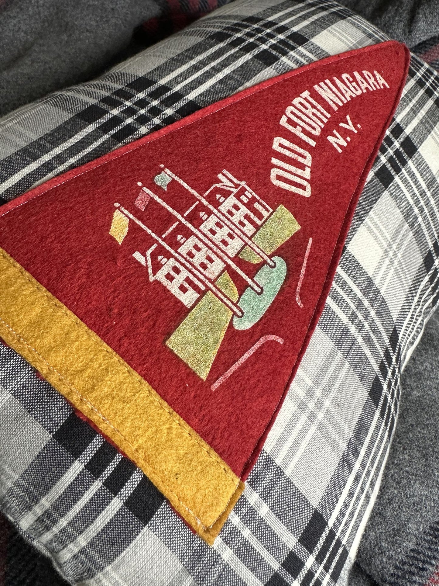 New York Niagra Old Fort Niagra Vintage Pennant on New Woven Throw Pillow