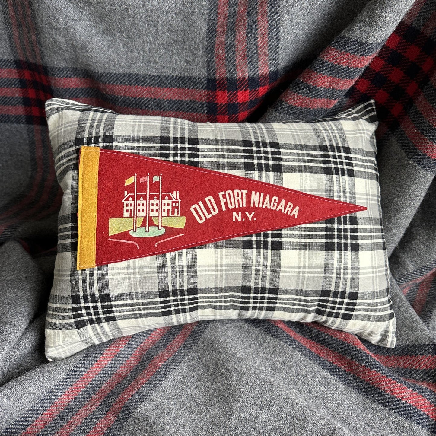 New York Niagra Old Fort Niagra Vintage Pennant on New Woven Throw Pillow