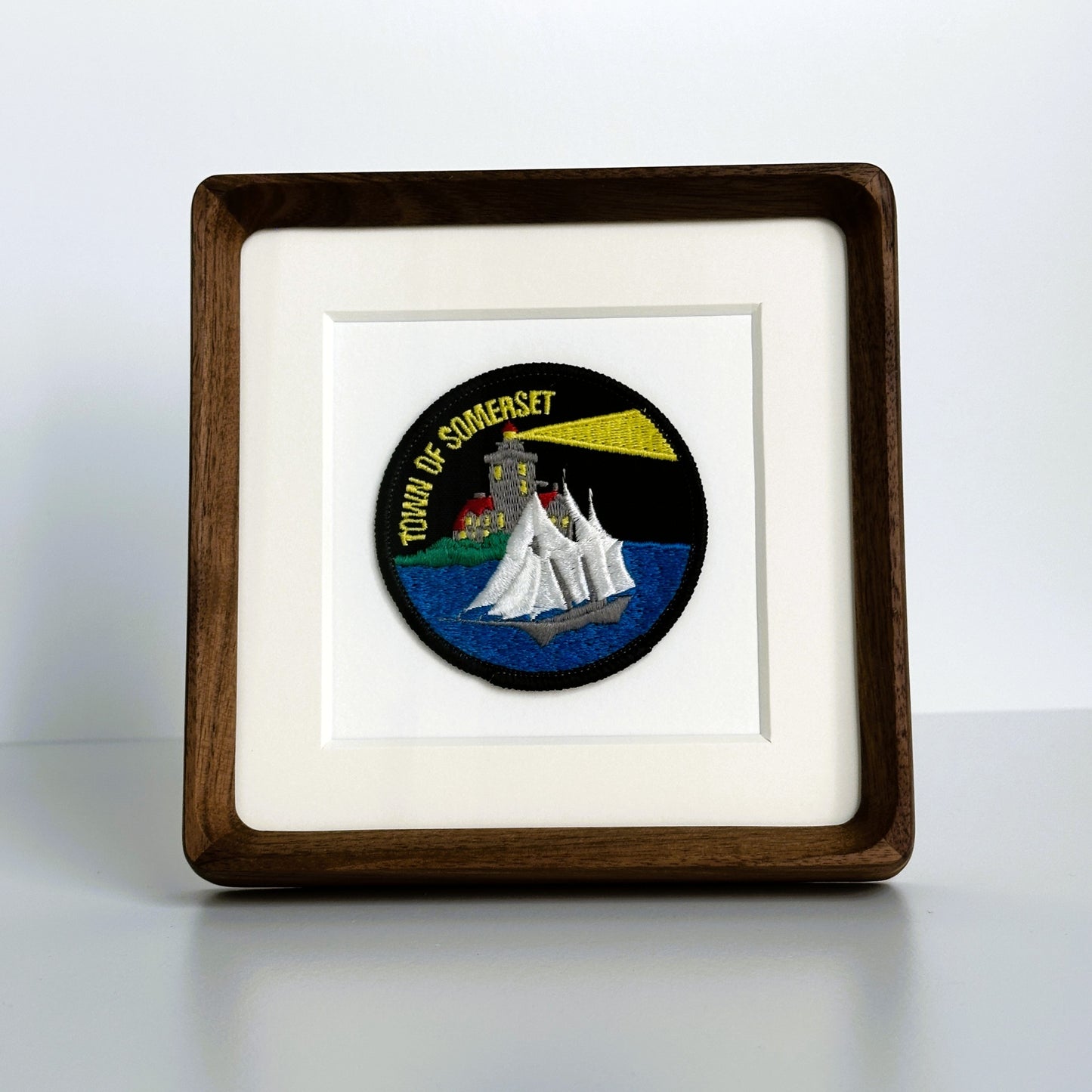 New York Town Somerset Thirty Mile Point Lighthouse Lake Ontario Framed Vintage Travel Patch