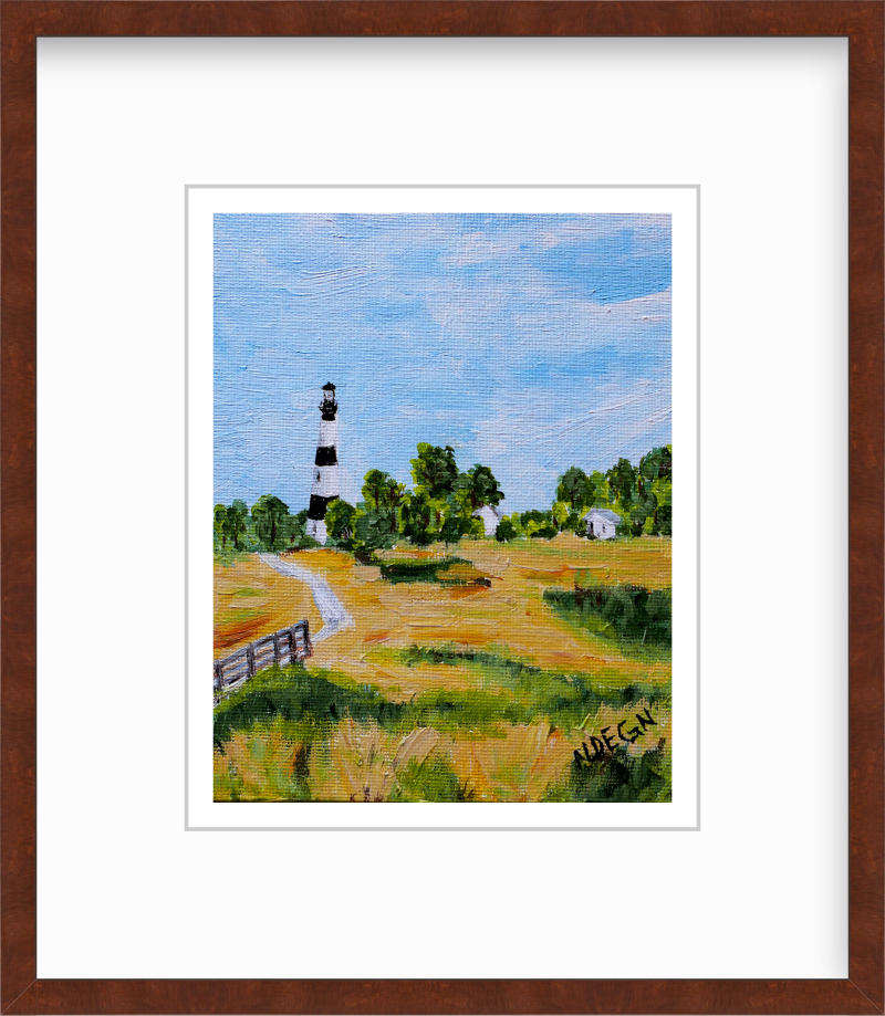 North Carolina Outer Banks Bodie Island Lighthouse Painting Giclee Art Print