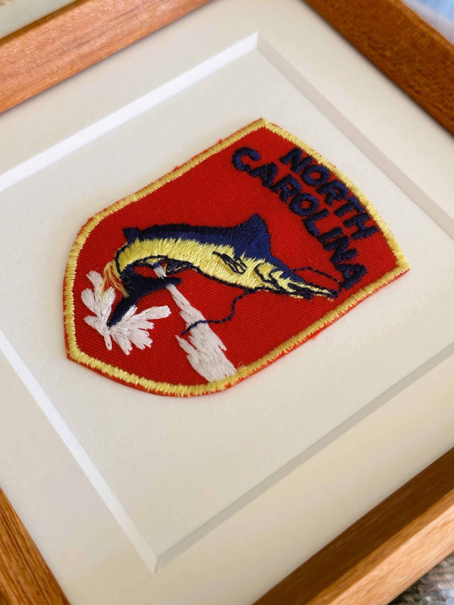 North Carolina Fish Vintage Framed Travel Patch