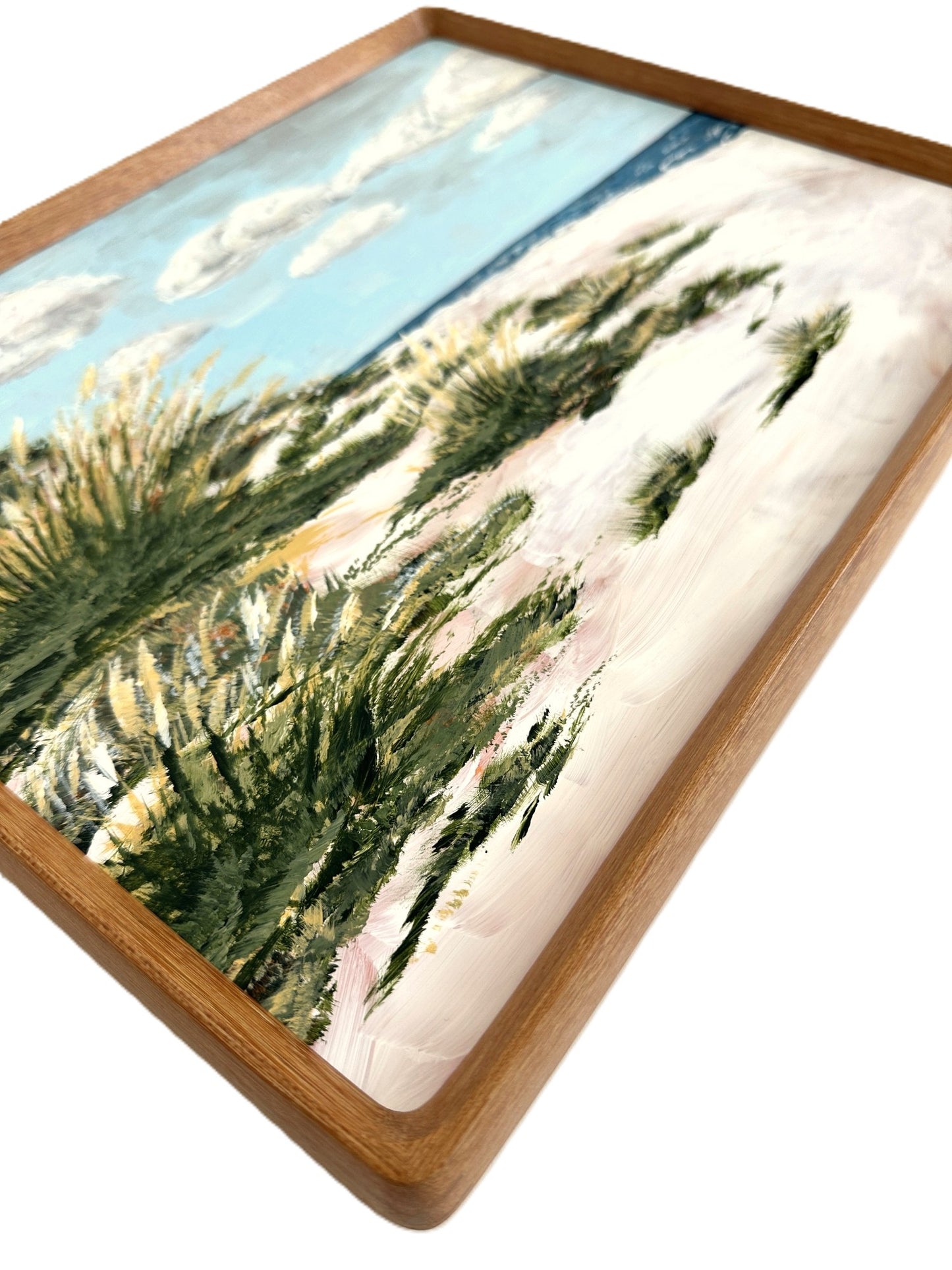 North Carolina Outer Banks Beach Dunes Original Painting on Panel Solid Wood Framed 11x14 inches