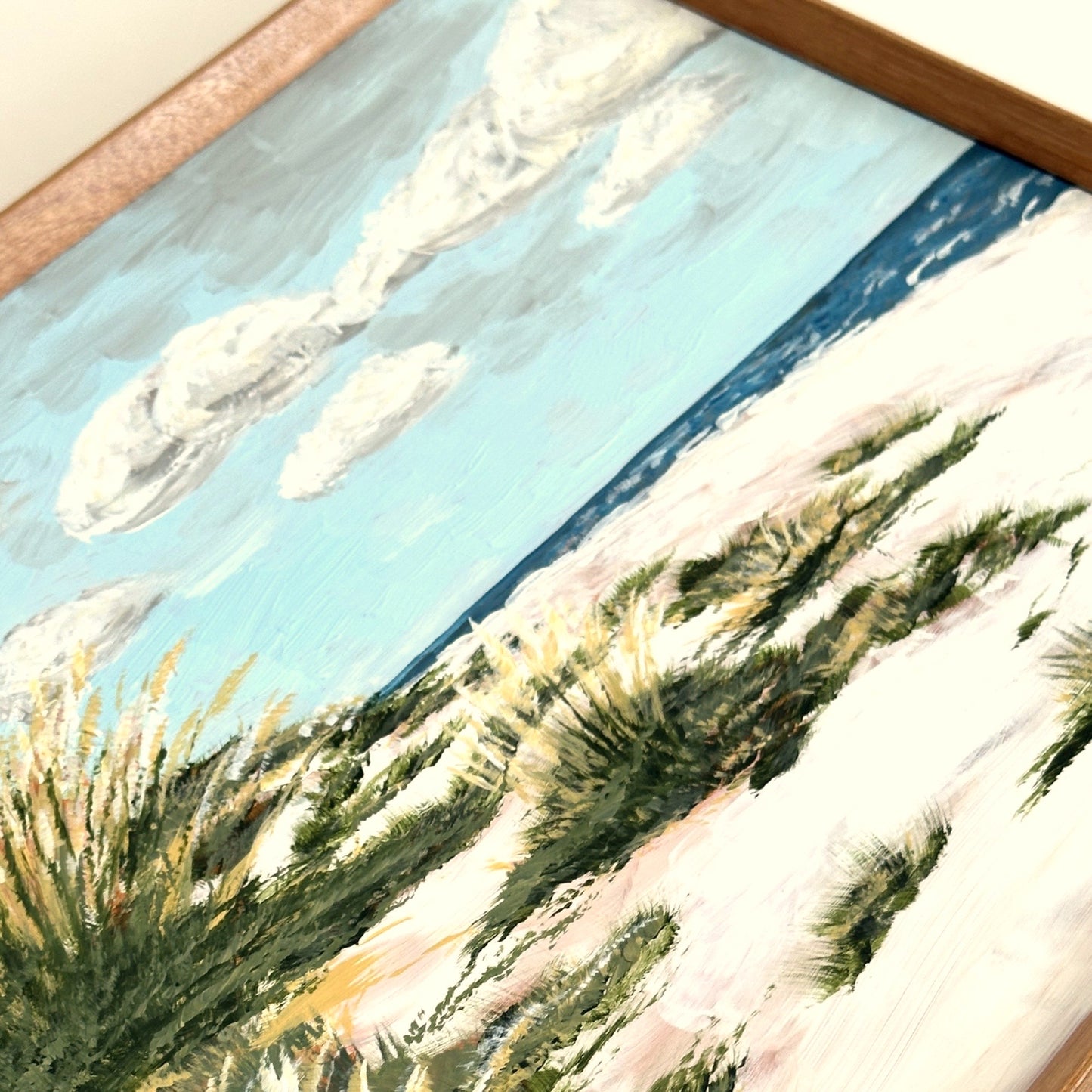 North Carolina Outer Banks Beach Dunes Original Painting on Panel Solid Wood Framed 11x14 inches