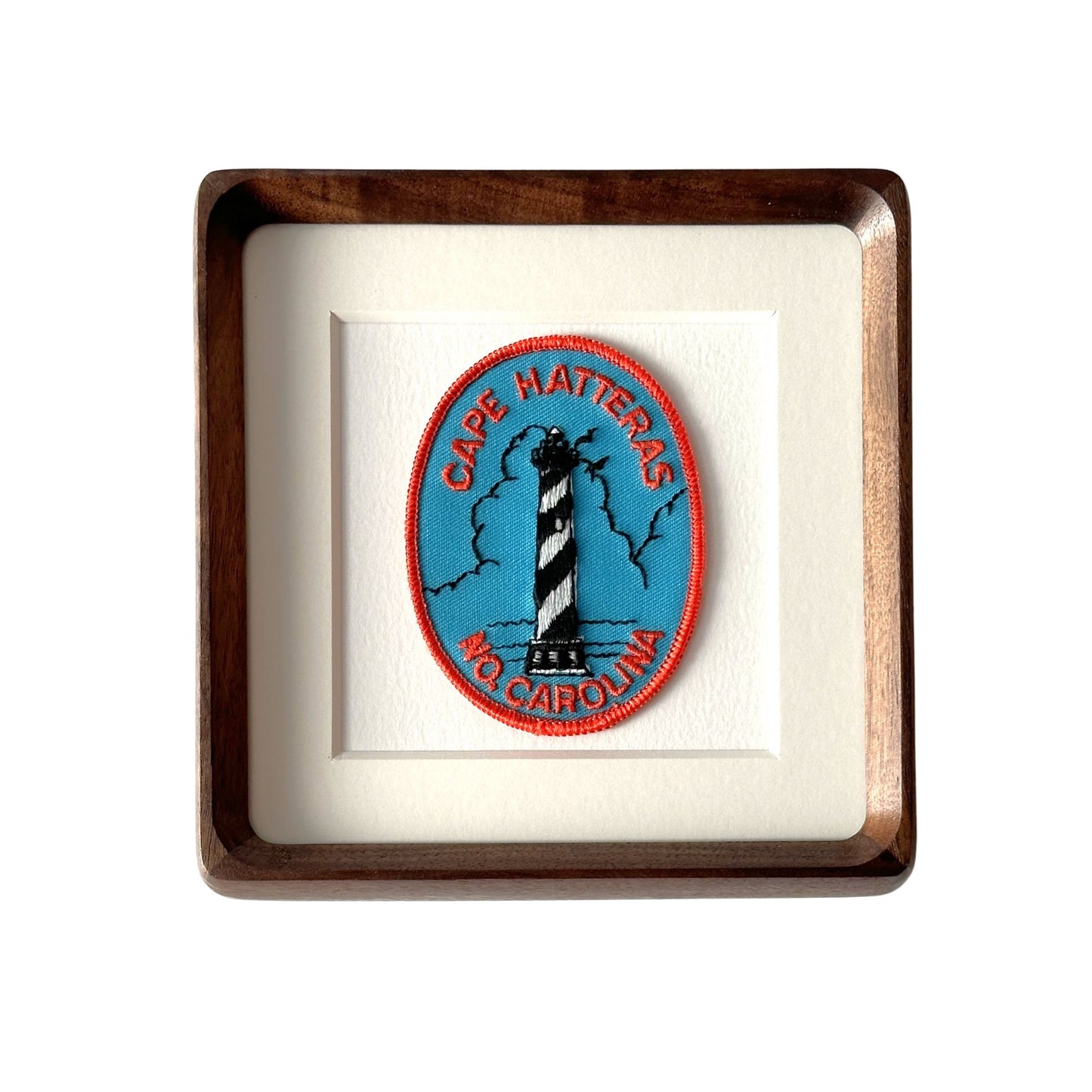 North Carolina Outer Banks Cape Hatteras Lighthouse Framed Vintage Travel Patch