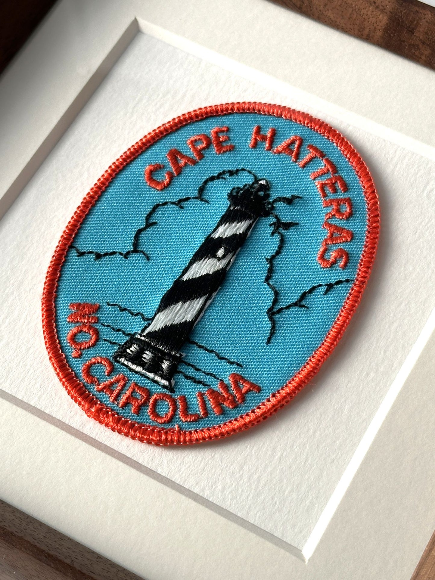 North Carolina Outer Banks Cape Hatteras Lighthouse Framed Vintage Travel Patch