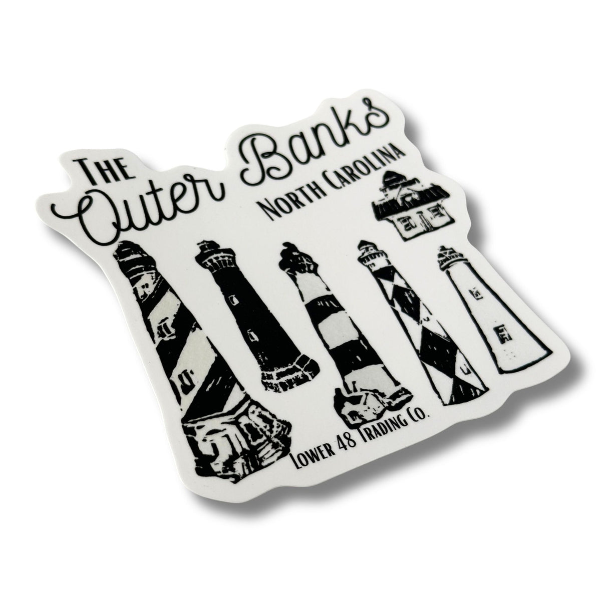 North Carolina Outer Banks Lighthouses Block Print Weatherproof Large Sticker