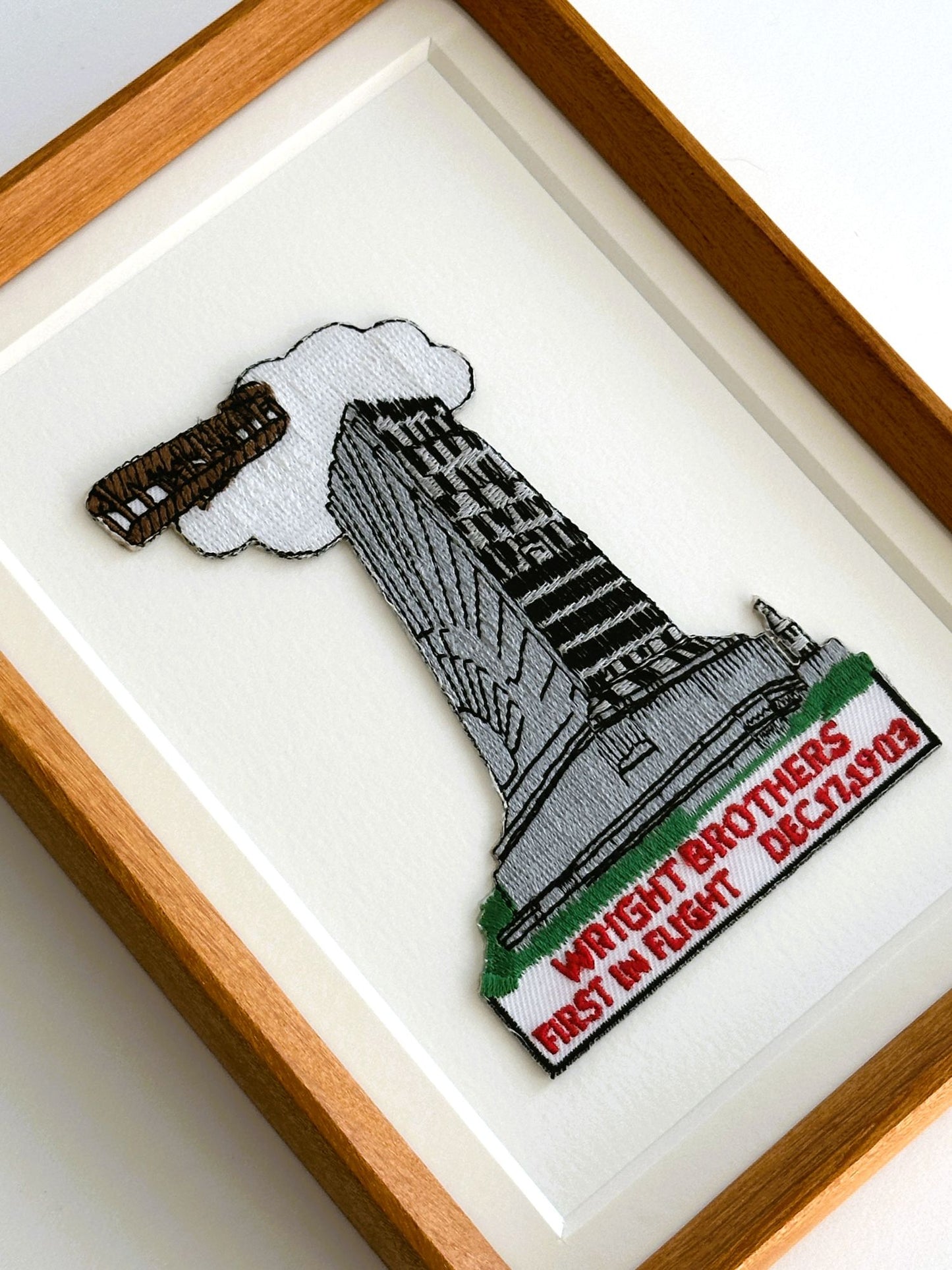 North Carolina Outer Banks Wright Brothers Monument Vintage Framed Travel Patch